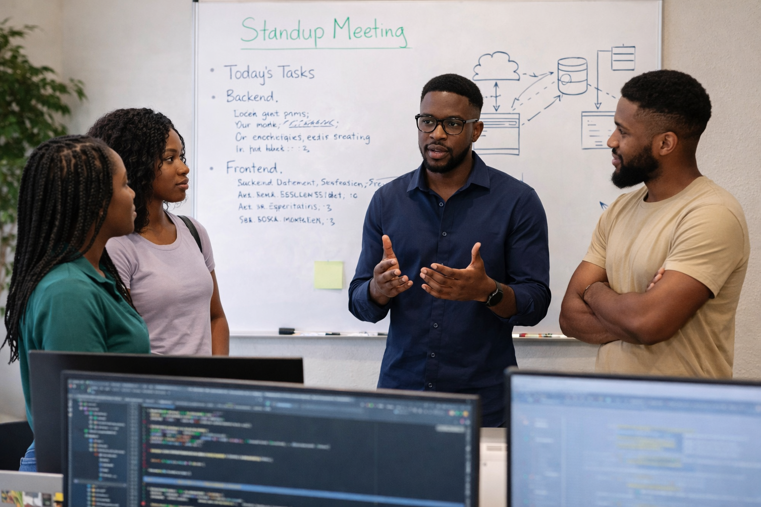 Enterprise team in a standup meeting.